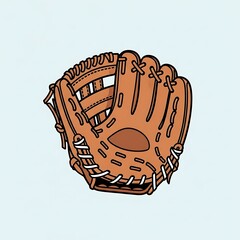 Baseball glove illustration, detailed brown leather equipment for sports.