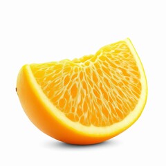 A vibrant, juicy wedge of fresh orange fruit, perfectly sliced and isolated on white background, showcasing its bright citrus texture and segments