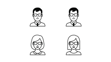 User Profile Avatars in Quadrant Layout. Vector Illustration of Business People Icons (Men and Women) with Abstract Geometric Grid Background
