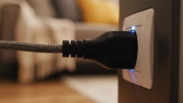 Plug Inserting Into a Power Outlet at Home