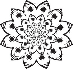 Black Ornamental Circular Frame Mandala Design Vector