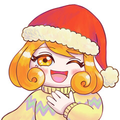 Cute girl in Santa hat smiling on Christmas