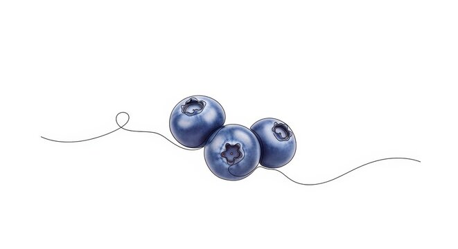 Delicate blueberries art, single continuous line drawing of antioxidant rich fruits