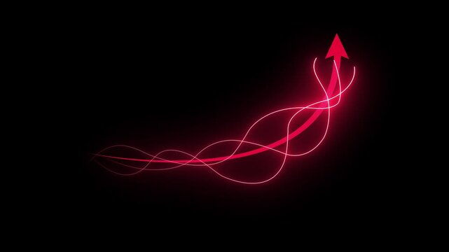 Growing business arrow on black. Profit arow .Business concept, growing chart. Economic Arrow With Growing Trend,4k video
