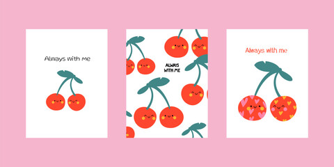 A set of Valentine's Day postcards. Modern doodle-style design Templates for celebrations, advertising, branding, banners, covers, labels, posters, sales