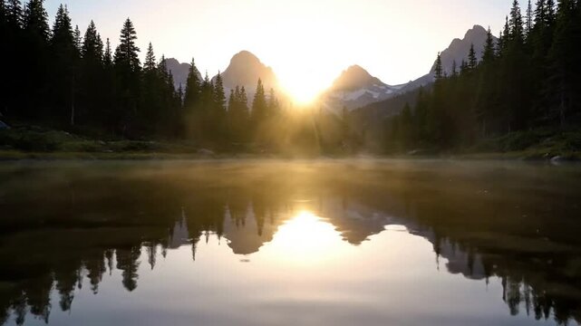 The dramatic transition of light and shadow across the expansive lake landscape, from dawn's soft, golden glow to twilight's deep, atmospheric hues, emphasizing raw beauty. stock video content for lic