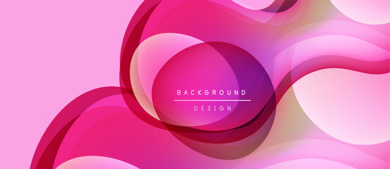 Abstract pink background. Overlapping layers create flowing shapes, modern design. Text reads background design. Soft gradients, dynamic composition.