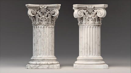 Fototapeta premium Ornate classical marble columns with detailed capitals classical columns architectural elements