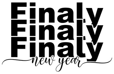 2026 New Year Celebration Calligraphy – Black Vector Art