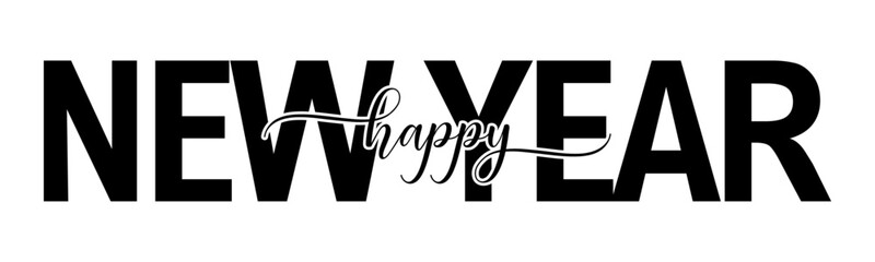 Handwritten Brush Style Happy New Year 2026 Calligraphic Design