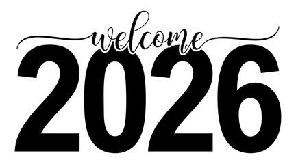 Black Brush Script Typography for Happy New Year 2026
