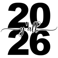 2026 Year Celebration Text – Black Brush Calligraphy Vector
