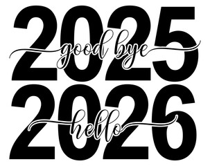 Elegant Black Brush Calligraphy – Happy New Year 2026 Vector