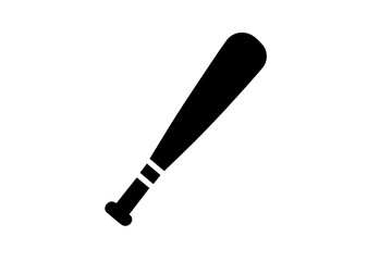 Solid black silhouette of a baseball bat used as sports equipment for games