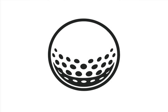 Abstract golf ball with dimple pattern in black and white monochrome style