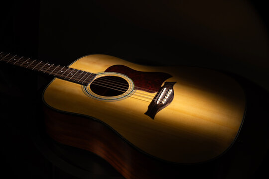guitar on black background
