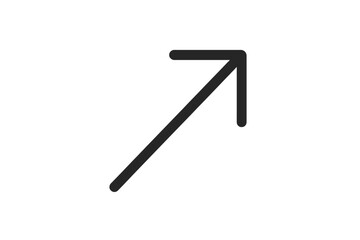 Outline arrow symbol pointing diagonally up and right for navigation or positive trend