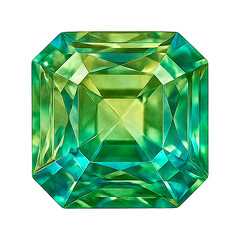 Illustration of green sapphire or emerald isolated on transparen
