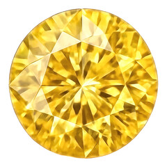 Realistic illustration of fancy yellow diamond isolated on transparent background
