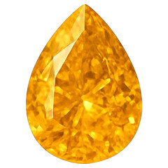 Realistic illustration of fancy orange diamond isolated on transparent background