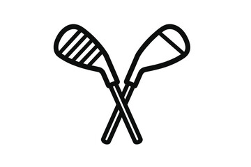 Pair of crossed golf clubs representing sports equipment used for leisure and competitive activity