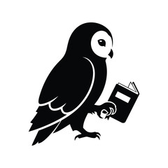 Wise owl reading book vector illustration knowledge symbol education concept wisdom icon isolated on white background