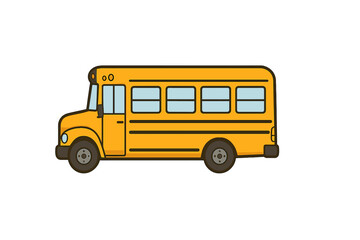 Bright yellow classic school bus used for student transportation depicted in side view