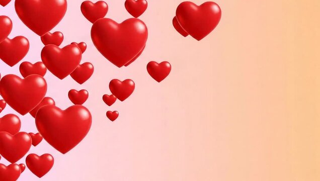 Red Hearts Floating on a Gradient Background.