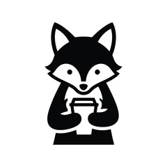 Cute fox holding coffee cup vector illustration animal character morning beverage warm drink isolated on white background