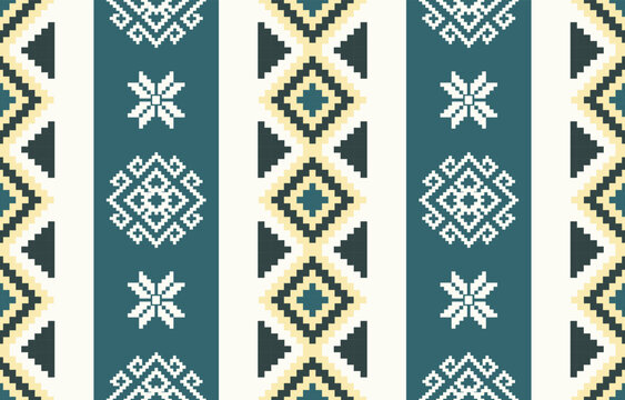 Seamless Christmas pixel pattern vector in retro 8-bit style, featuring festive holiday motifs. Perfect for Christmas wrapping paper, sweaters, greeting cards, backgrounds, and textile design.