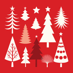 Obraz premium Adobe I Stylized Christmas Tree Icon Set for Holiday Design and Decoration illustrator Artwork