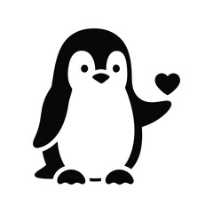 Obraz premium Cute penguin holding heart vector illustration adorable animal love symbol isolated on white background