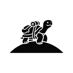 Turtle backpacker silhouette slow travel adventure journey nature wildlife isolated on white background
