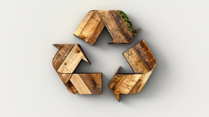 Obraz premium Creative Wooden Recycling Symbol Crafted from Rustic Planks