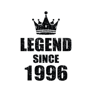 Legend since 1996 design for birthday celebrations or milestone events, adding a touch of royal charm and vintage style to any occasion