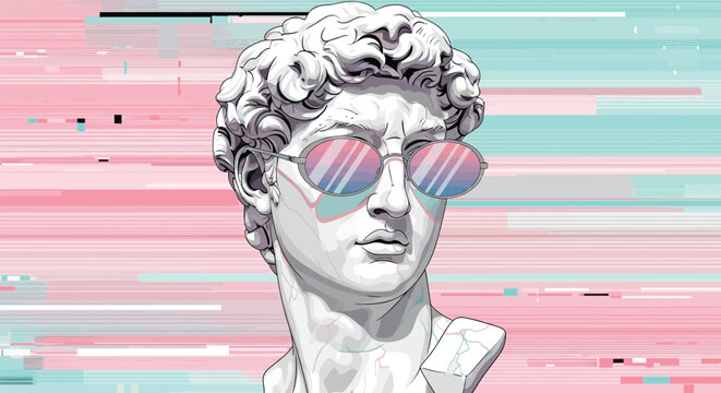 Glitch art david with sunglasses
