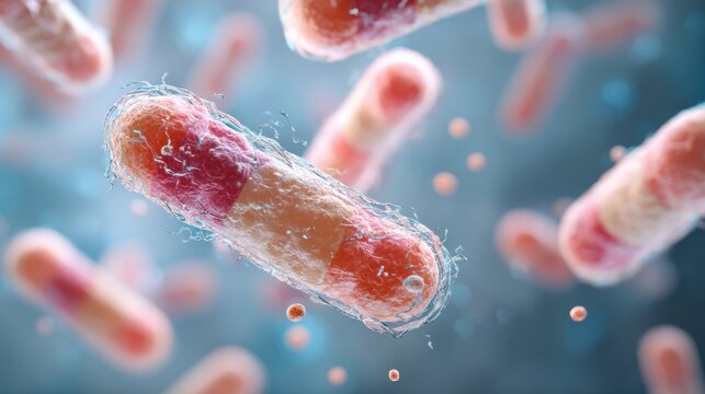Macro 3D rendering of botulism bacteria cells in sterile scientific environment