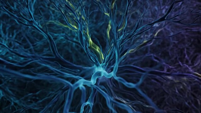 Hypnotic fractal expansion, where complex, self similar structures branch and multiply in an endless, mesmerizing digital loop. Medium shot emphasizing the depth and layering of the animated elements.