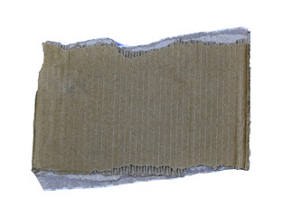 Brown corrugated kraft paper torn into pieces in transparent background png