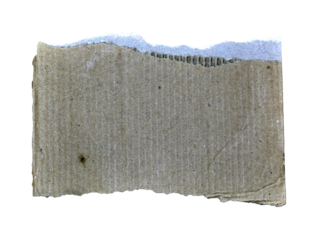 Brown corrugated kraft paper torn into pieces in transparent background png