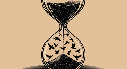 Hourglass with birds