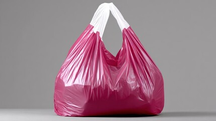 Large pink plastic bag filled with various items, showcasing its versatility and functionality, ideal for waste disposal or storage, emphasizing eco-friendly practices and convenience in everyday life