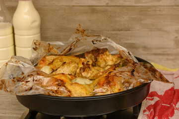Oven-Baked Chicken with Broccoli and Cauliflower in Baking Bag