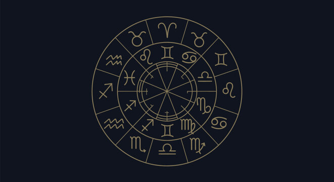 Astrology zodiac wheel vector illustration
