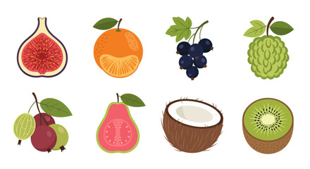 Assortment of vibrant fruits in various stages of preparation and display