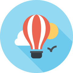 Obraz premium Modern hot air ballon flat line vector illustration icon design concept. Icon for mobile and web graphics. Flat symbol, logo creative concept. Simple and clean flat pictogram