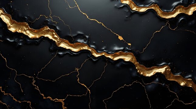 Stunning black and gold marble texture perfect for luxury brands, elegant designs, or sophisticated backgrounds adding richness and a touch of opulence to your creative projects - Powered by Adobe