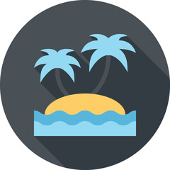 Modern paradise island flat line vector illustration icon design concept. Icon for mobile and web graphics. Flat symbol, logo creative concept. Simple and clean flat pictogram