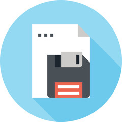 Modern save document flat line vector illustration icon design concept. Icon for mobile and web graphics. Flat symbol, logo creative concept. Simple and clean flat pictogram