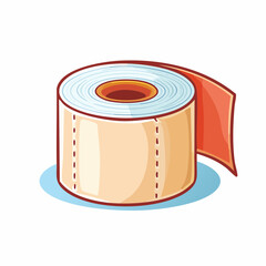 Cartoon illustration featuring a roll of adhesive tape in a vector graphic style